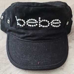 NEW Bebe Black Rhinestone Embellished Cap